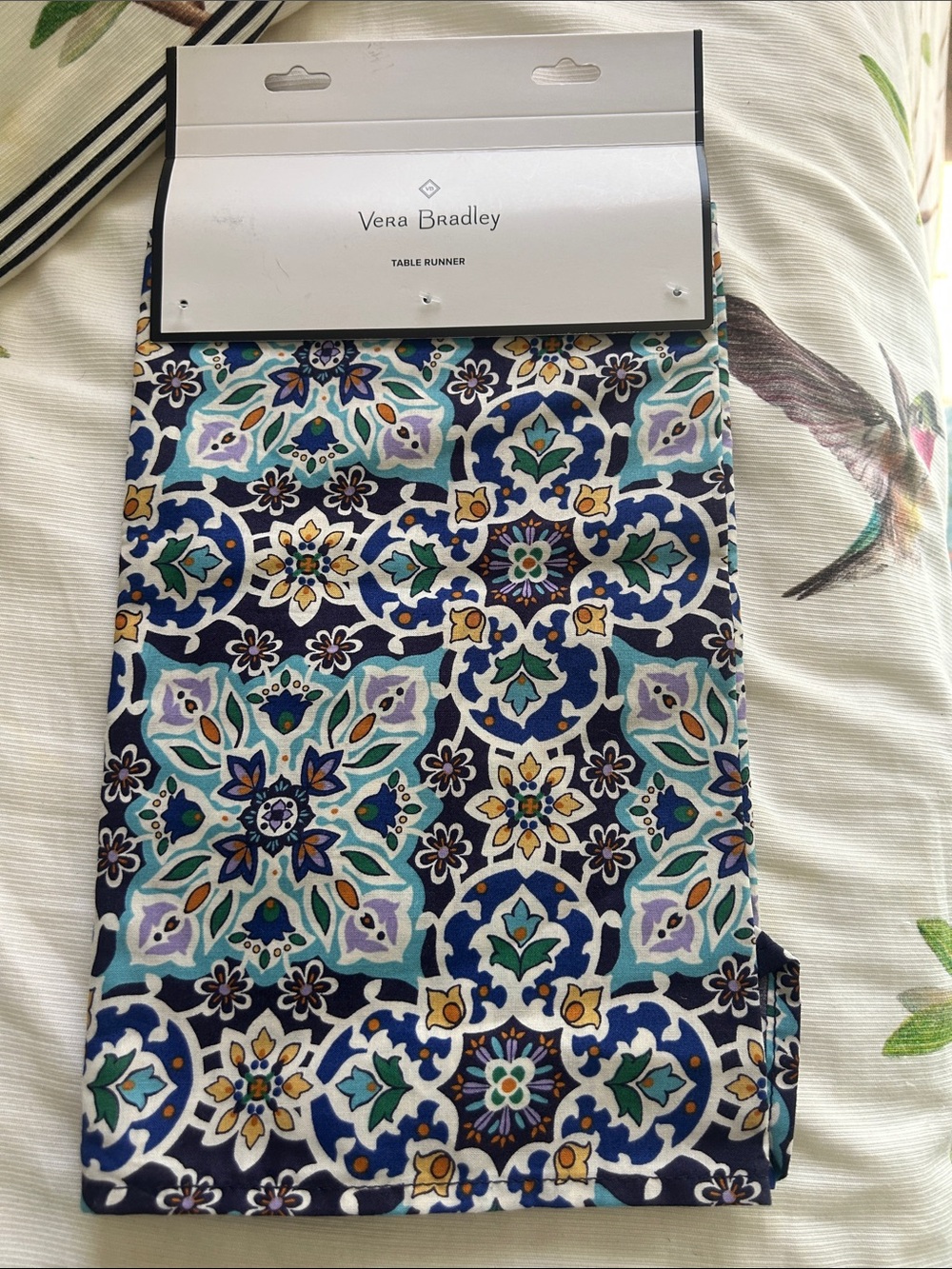 Vera Bradley Navy Mosaic Floral Table Runner